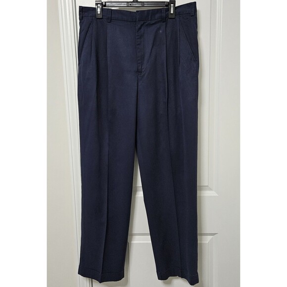 Izod Golf Pants Men’s 36x32 (34x31) Navy Pleated Cuff Hem Super Soft *See Remark - Picture 1 of 8